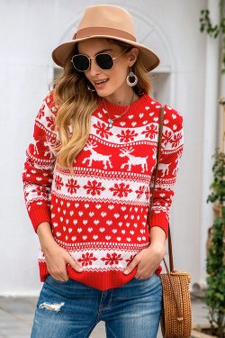 women's christmas snowflake pullover sweater   holiday fashion 3987