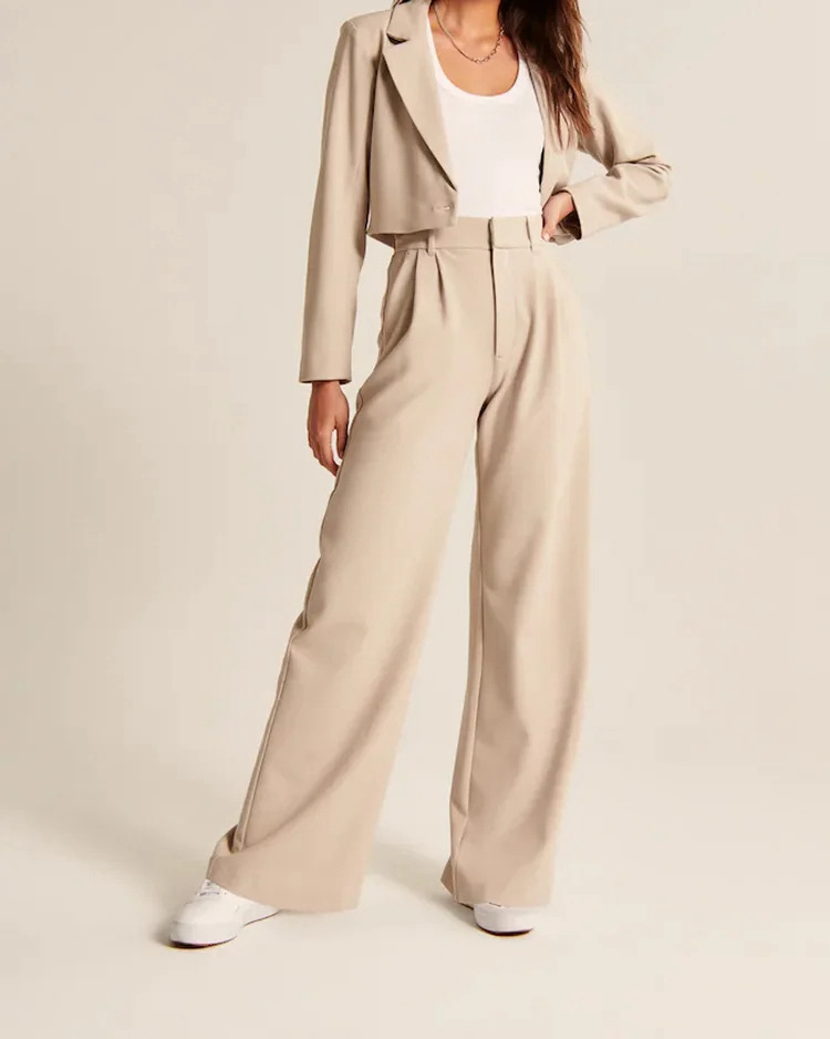 women's high waist wide leg casual suit pants with pockets 1452