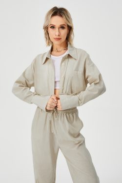 women's long sleeve two piece loungewear pajama set with wide leg 6404