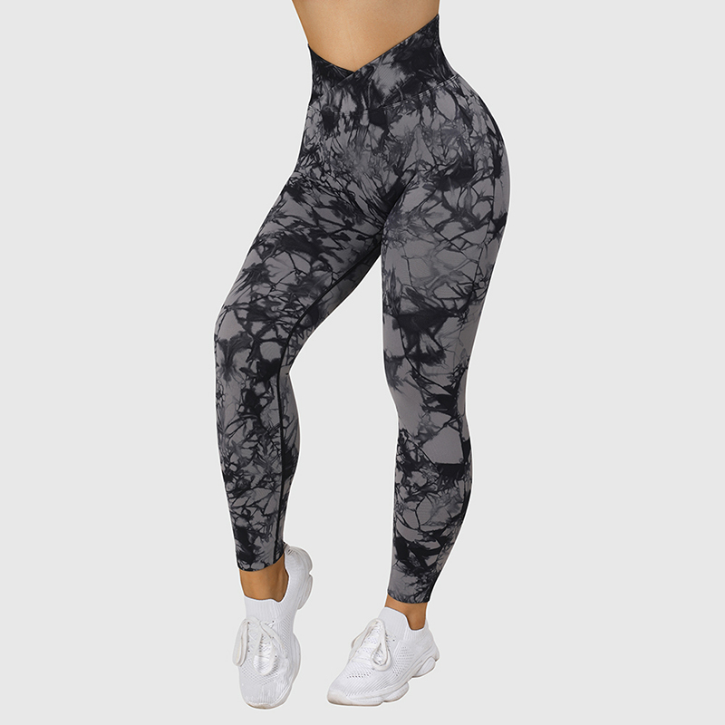 women's seamless tie dye yoga pants for gym & running fitness 1497