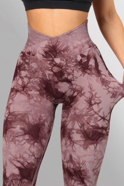 women's seamless tie dye yoga pants for gym & running fitness 8869