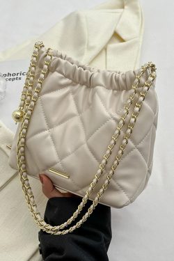 women's small bucket bag   casual rhombus chain messenger purse 3121