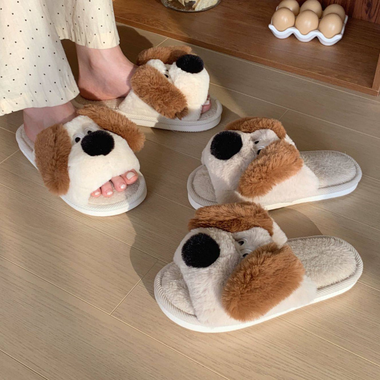 women's thermal soft soled puppy cotton slippers for autumn & winter 1103