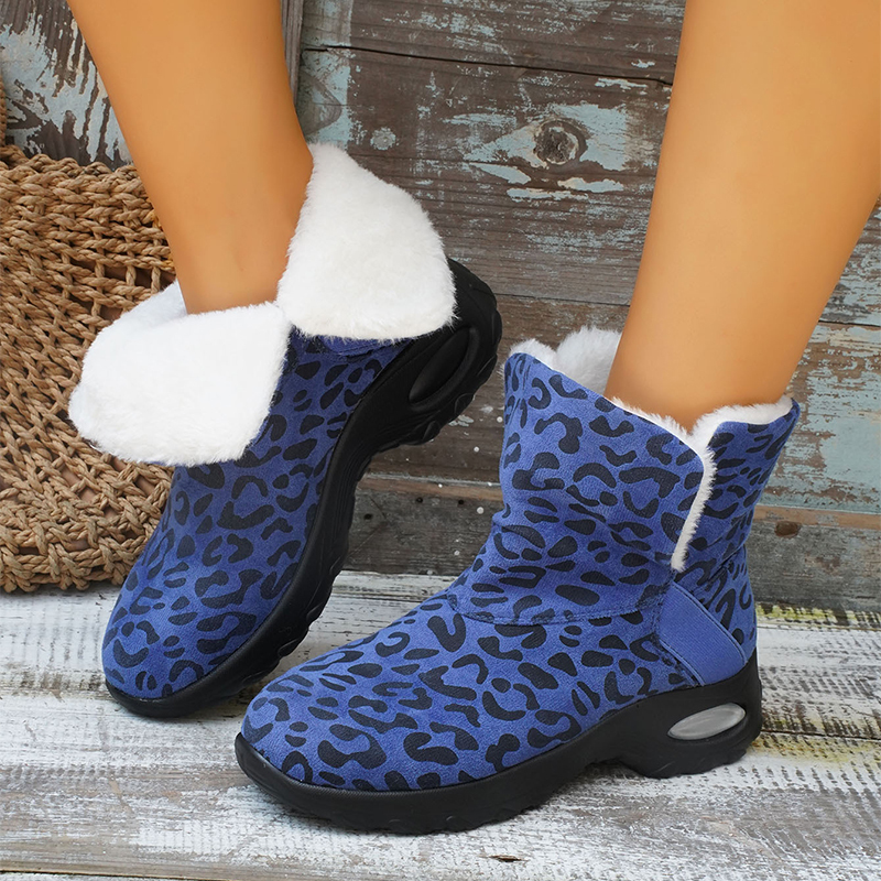 women's thick soled plush snow boots   fashion leopard print winter shoes 4229