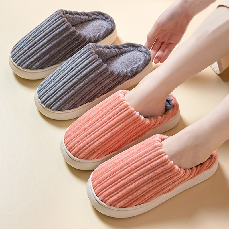 women's winter indoor plush cotton slippers   anti slip thick soled house shoes 2670