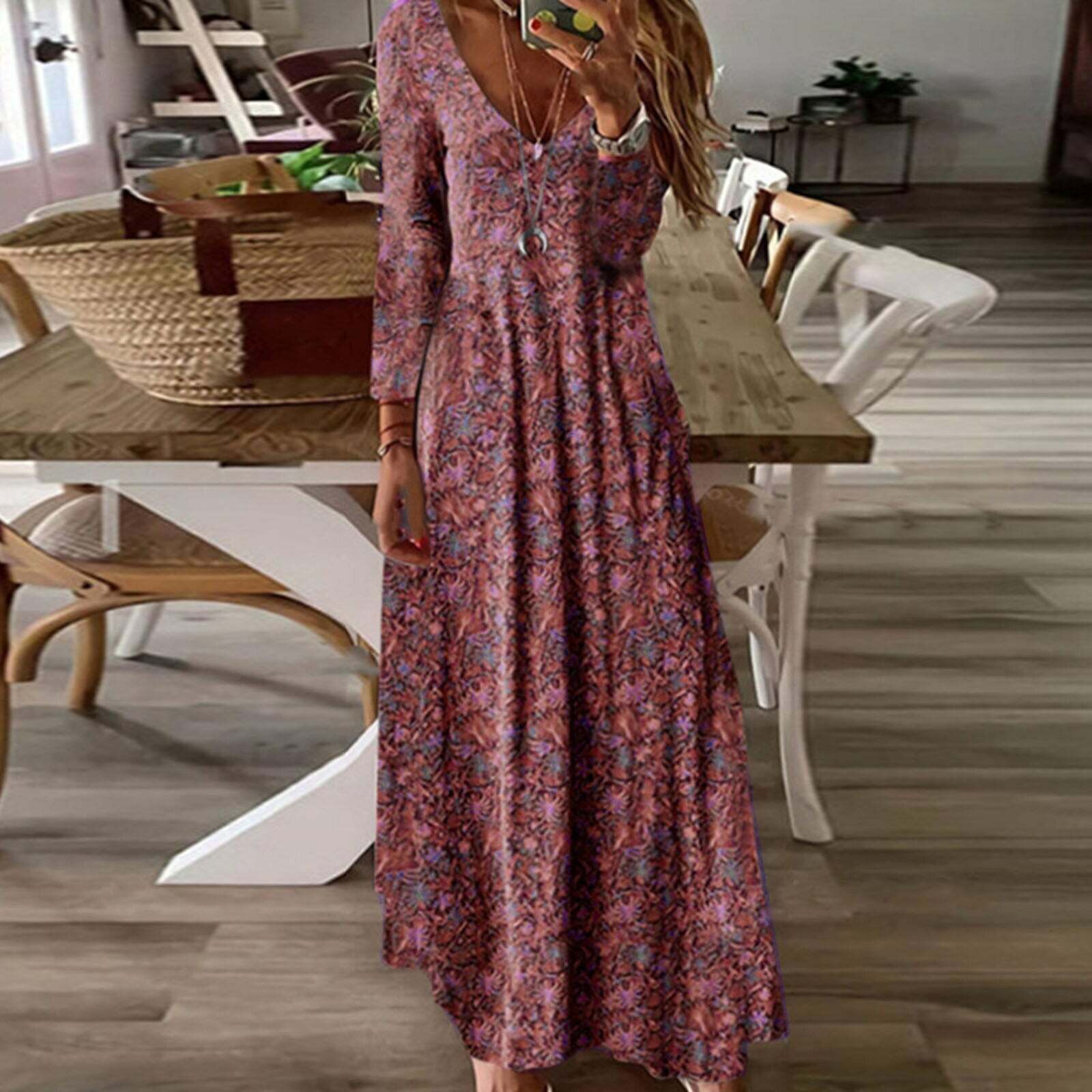 2024 Vintage Y2K Boho Long Sleeve Maxi Dress - Cute Aesthetic for Coquette & Grunge Styles