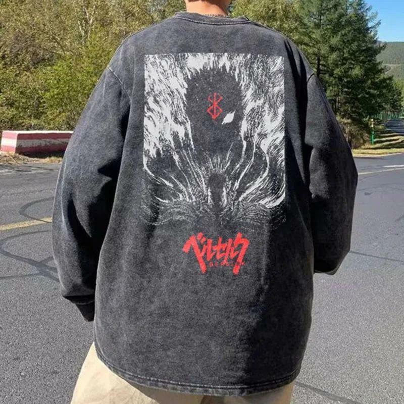 Berserk Distressed Unisex Sweatshirt - Y2K Grunge Aesthetic, 90s Fashion, Cozy Streetwear