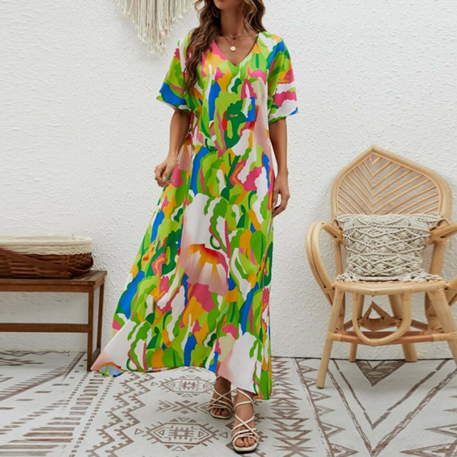 Casual Loose Boho Dress - Y2K Aesthetic, Grunge Style, Coquette Vibes, Cute & Comfy