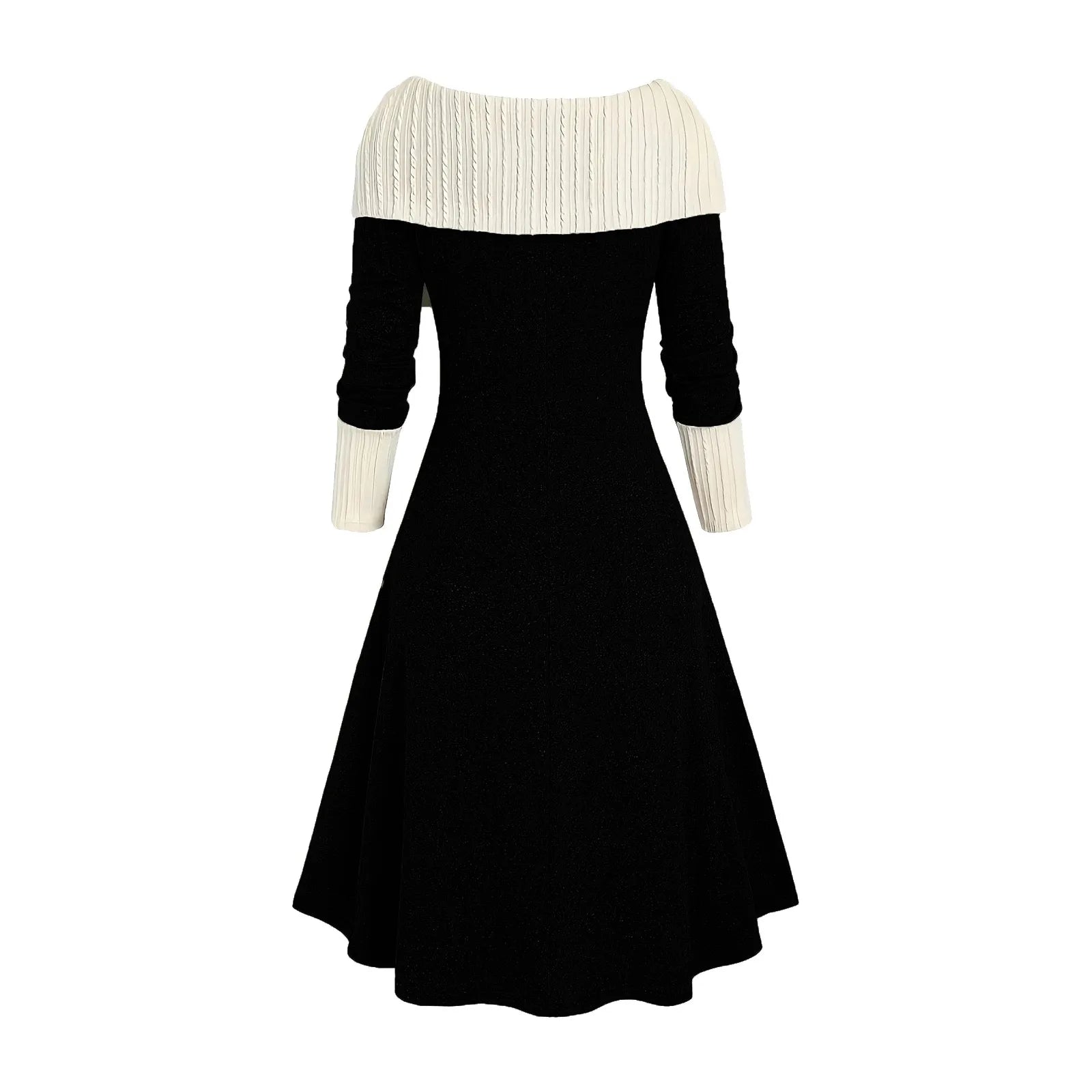 Cozy Y2K Aesthetic Longline Cable Knit Dress with Button Cowl Neck for Fall Fashion