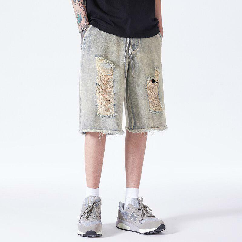 Distressed Light Wash Y2K Denim Shorts for Grunge & 90s Summer Outfits