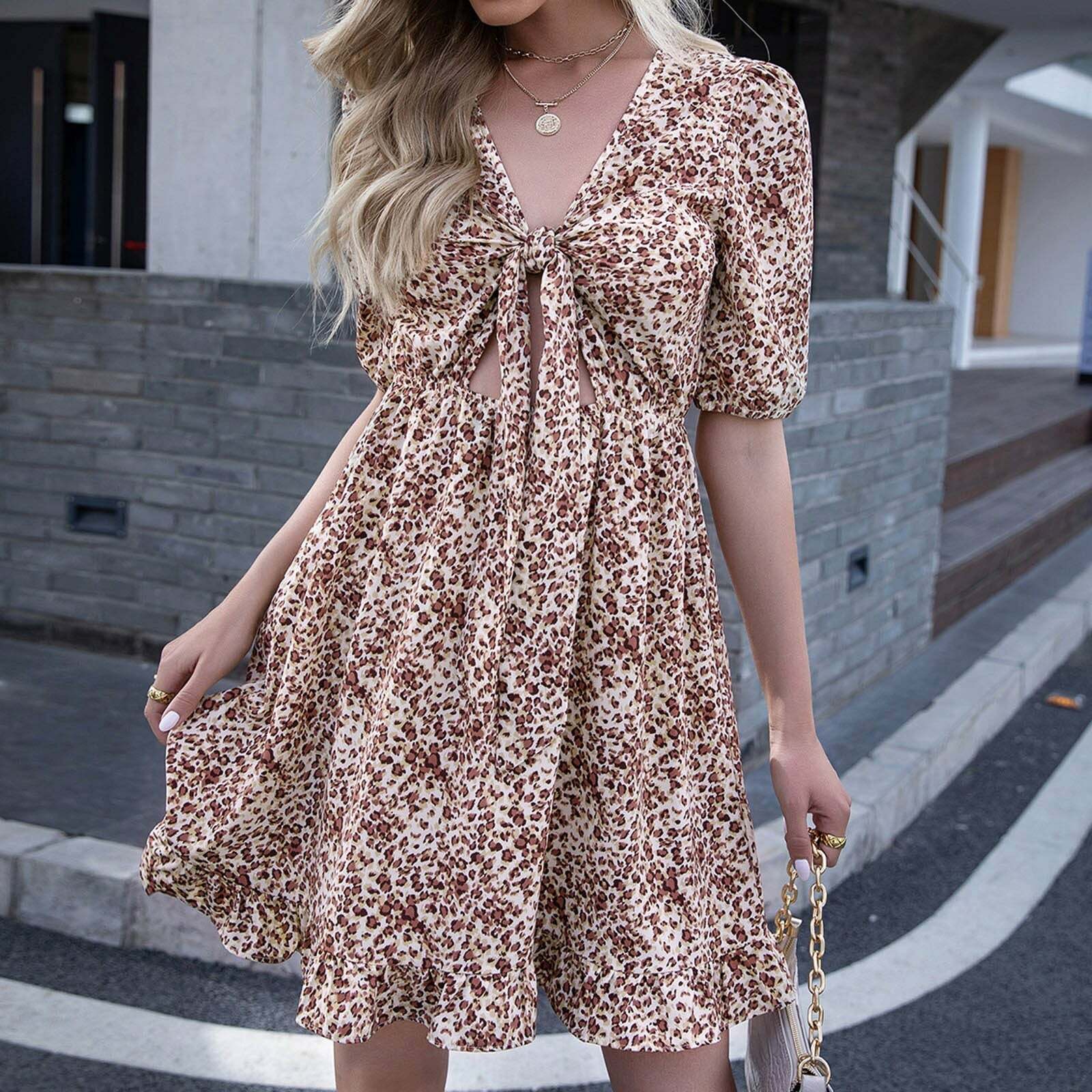 Floral Ruffle V-Neck Boho Dress - Y2K Aesthetic, Cute & Comfy for Coquette Style