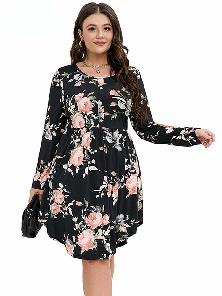 Floral Y2K Aesthetic Dress - Cute Coquette Style for Grunge and Pastel Goth Vibes