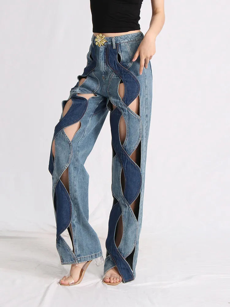 Trendy Y2K Cut Out Denim Jeans - Grunge Style for Summer Outfits & 90s Fashion Lovers