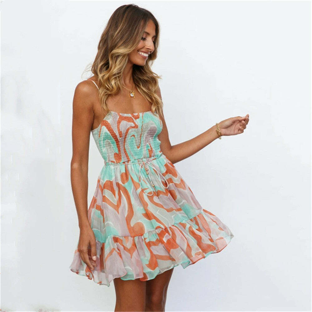 Y2K A-Line Mini Dress with Cute Prints | Coquette & Grunge Aesthetic Summer Style