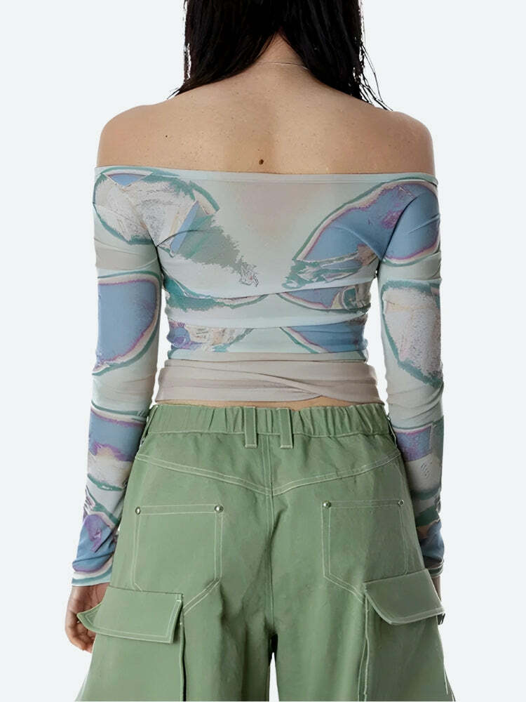 Y2K Aesthetic Butterfly Mesh Top - Cute Summer Outfit for Grunge & Coquette Styles