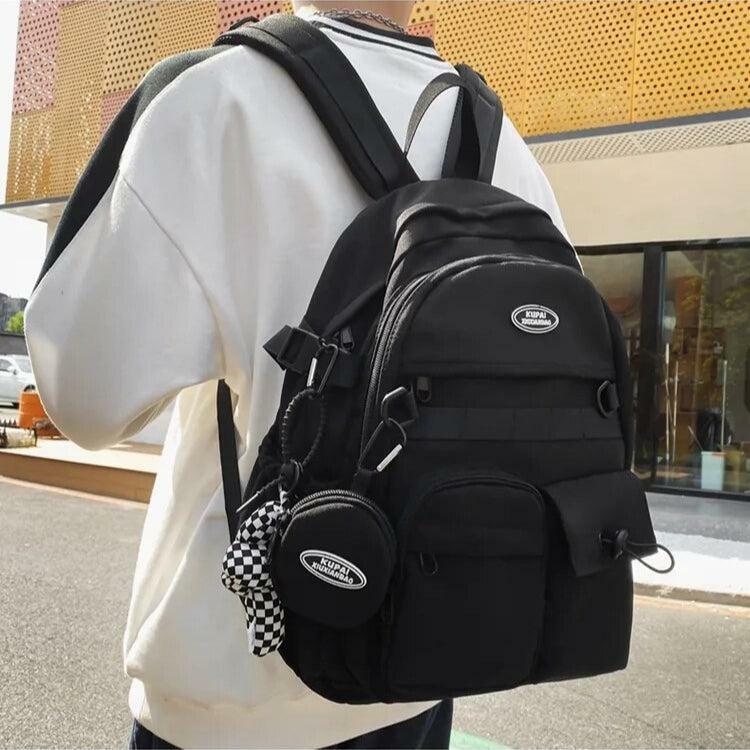 Y2K Aesthetic Casual School Backpack with Extra Pockets for 90s Grunge & Summer Outfits