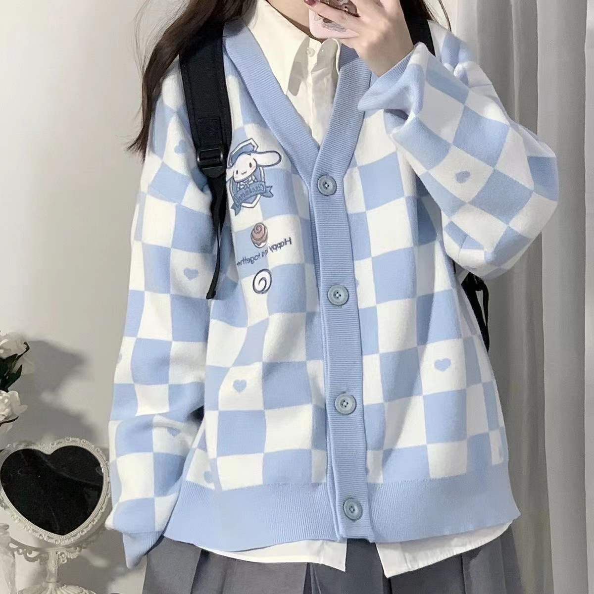 Y2K Aesthetic Cinnamoroll Buttoned Blue Cardigan - Cute Layering Piece for Summer Outfits