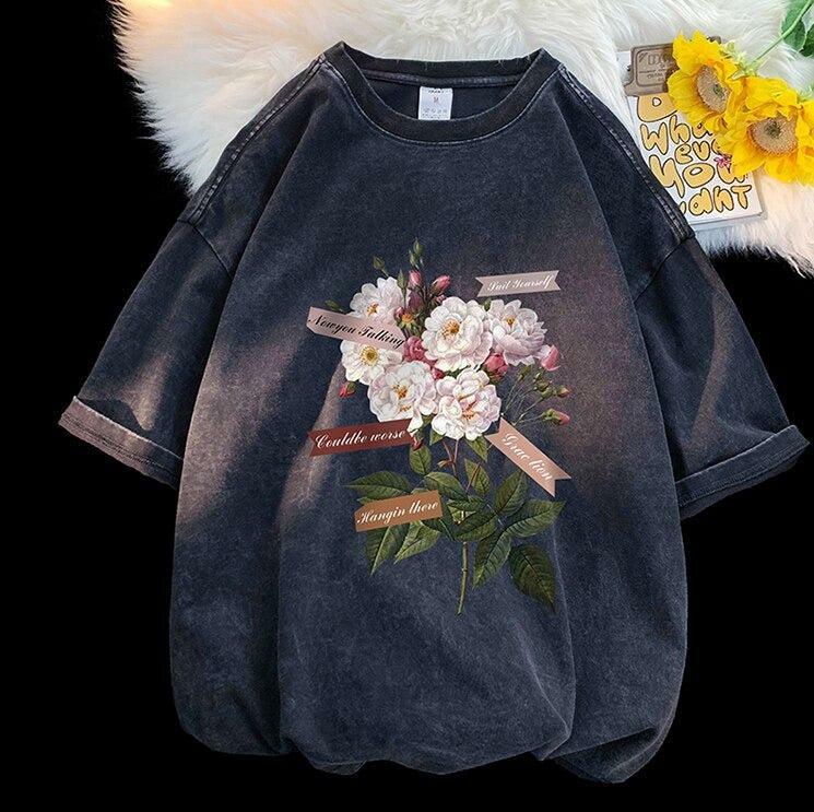 Y2K Aesthetic Flowers Tee - Vintage 90s Grunge Style for Summer Outfits & Cute Looks