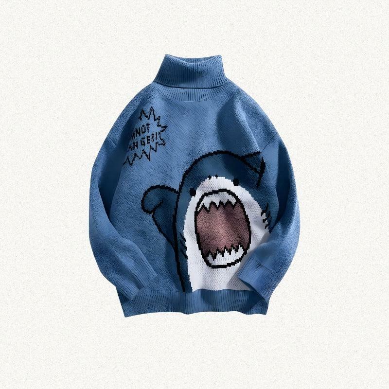 Y2K Aesthetic Funny Shark Knitted Sweater - Grunge Style for Summer Outfits & Cute Looks