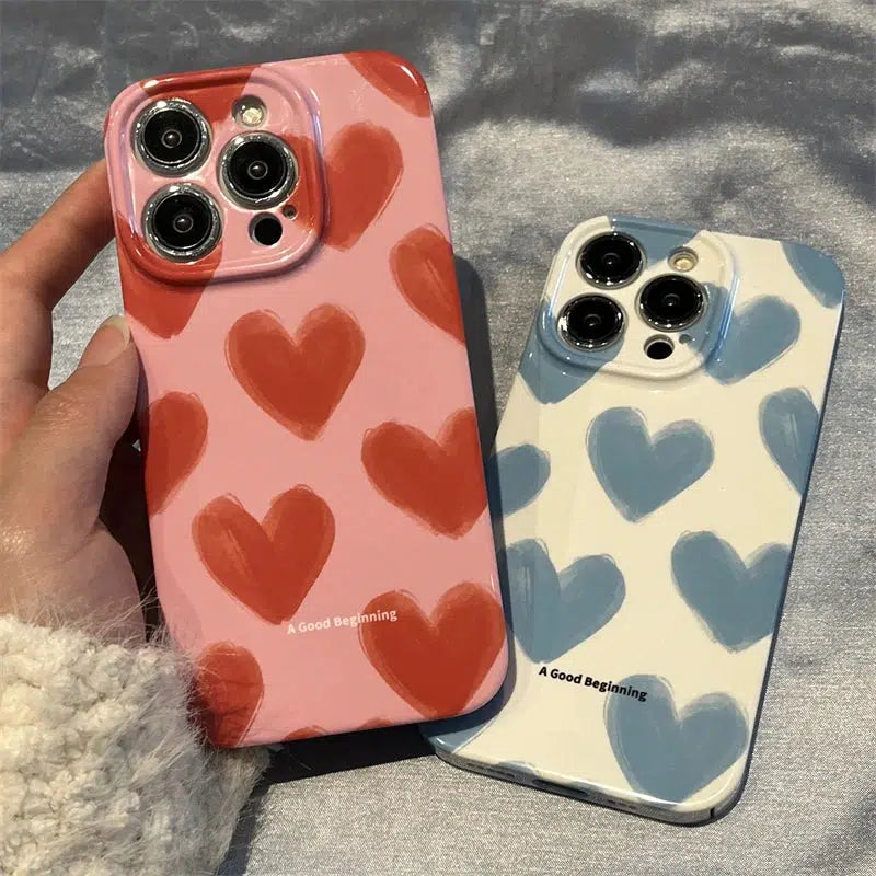 Y2K Aesthetic Heart Painting Phone Case - Cute Summer Outfit Accessory for 2000s Vibes