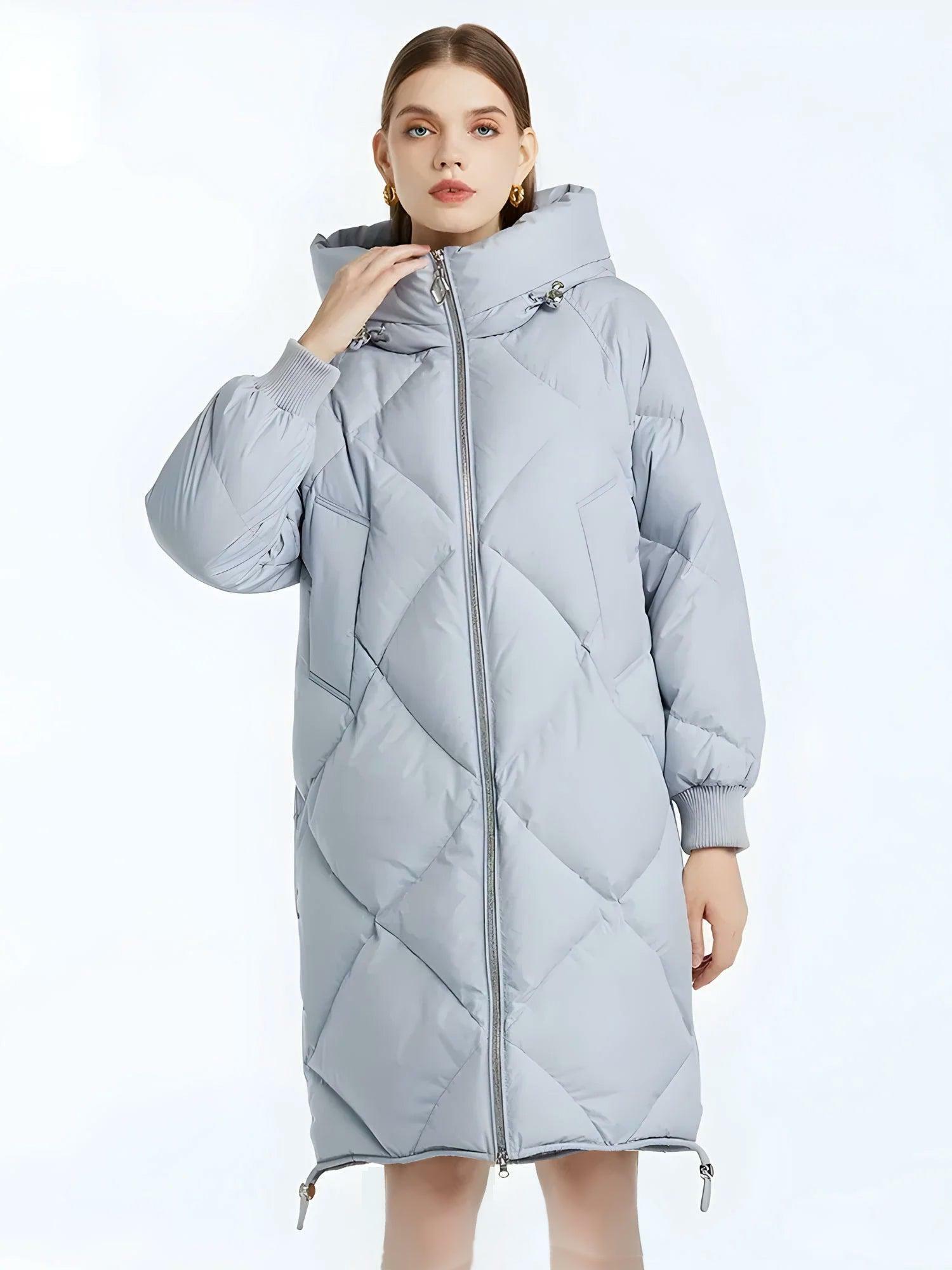 Y2K Aesthetic Hooded Zip-Up Long Puffer Coat for Grunge and 90s Fashion Lovers