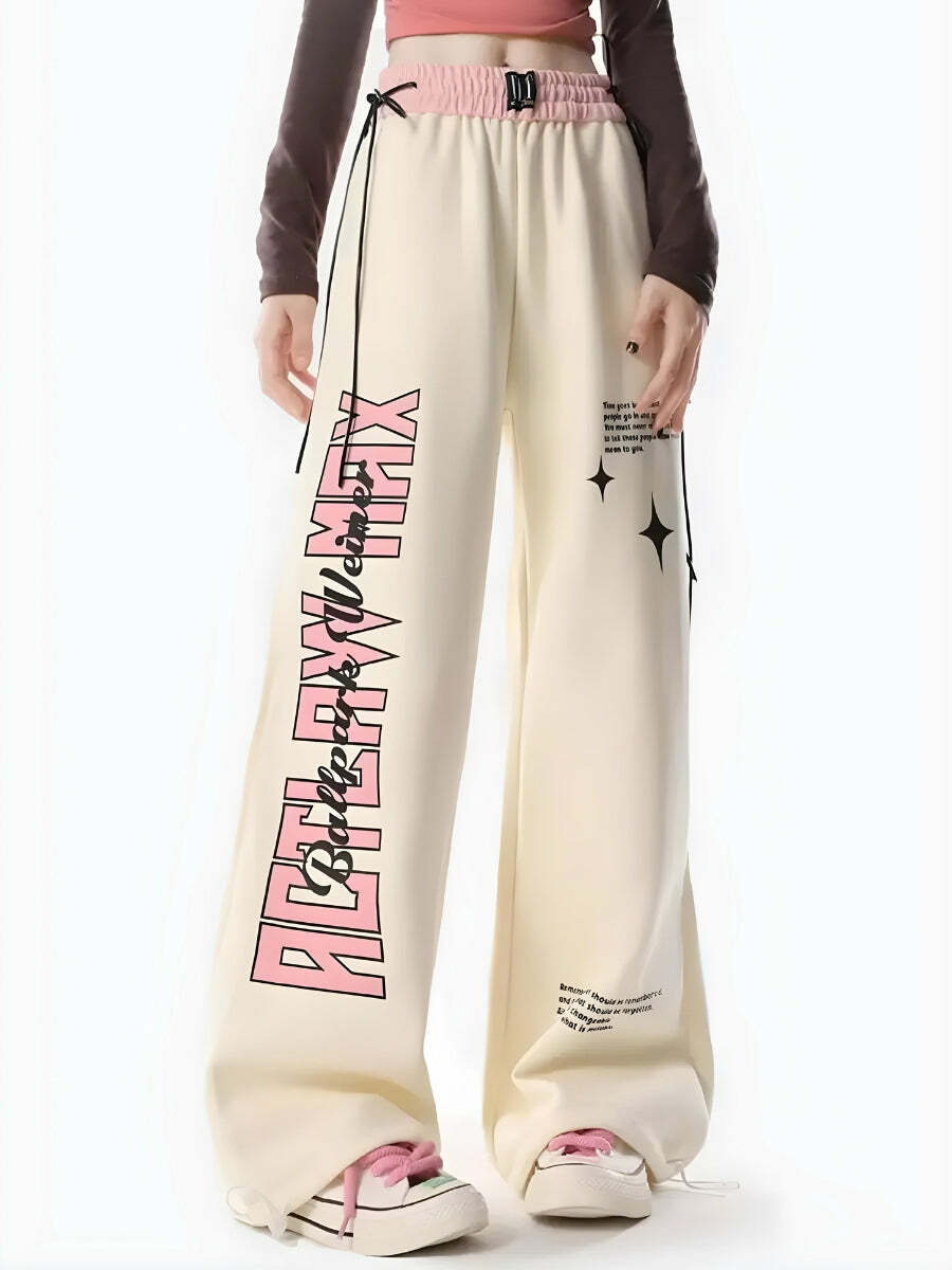 Y2K Aesthetic Lace-Up Sweatpants for Grunge & Cute Summer Outfits, Perfect for 2000s Style