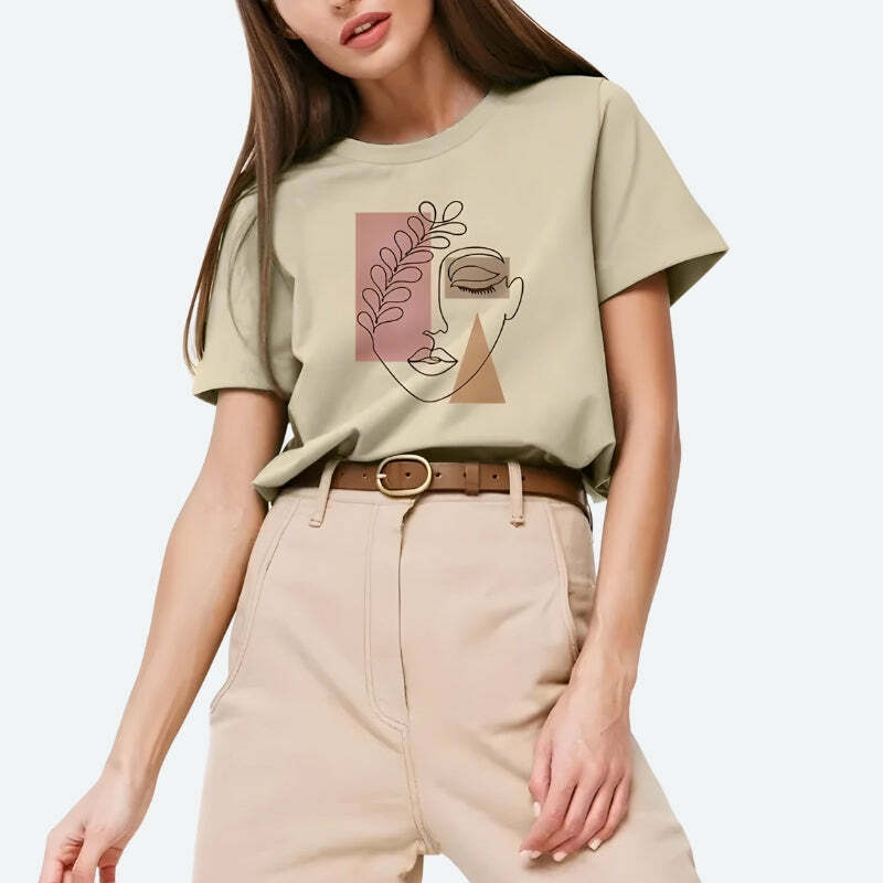 Y2K Aesthetic Minimal Tee - Vintage 90s Grunge Style for Effortless Summer Outfits