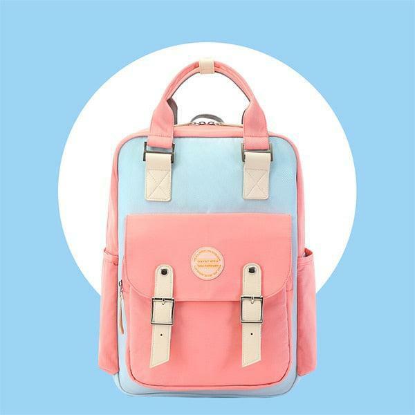 Y2K Aesthetic Multicolor Pastel School Backpack for Trendy 90s & Grunge Outfits