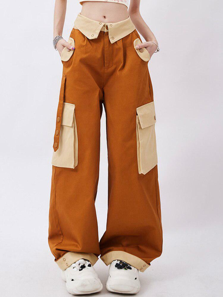 Y2K Aesthetic Orange Wide Leg Cargo Pants for Trendy Summer Outfits & Grunge Style