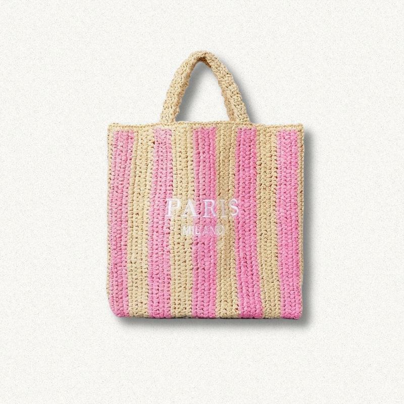 Y2K Aesthetic Paris Straw Beach Bag for Summer Outfits, Grunge Style & Cute Accessories