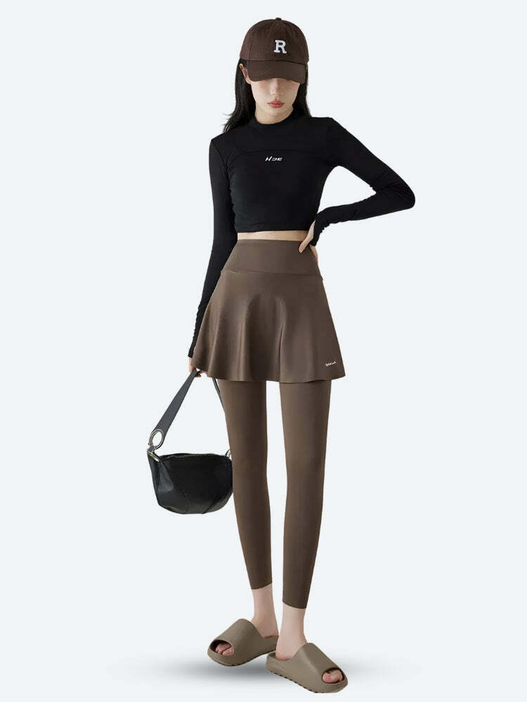 Y2K Aesthetic Sport Leggings Mini Skirt - Trendy Summer Outfit for Grunge & 90s Fashion Lovers