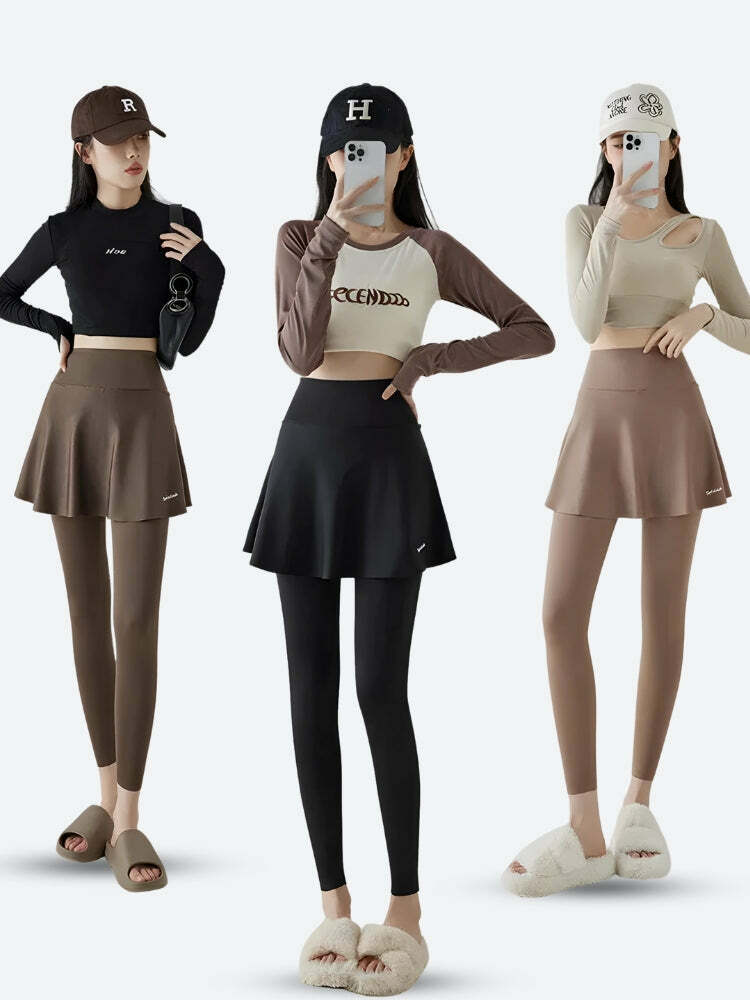 Y2K Aesthetic Sport Leggings Mini Skirt - Trendy Summer Outfit for Grunge & 90s Fashion Lovers