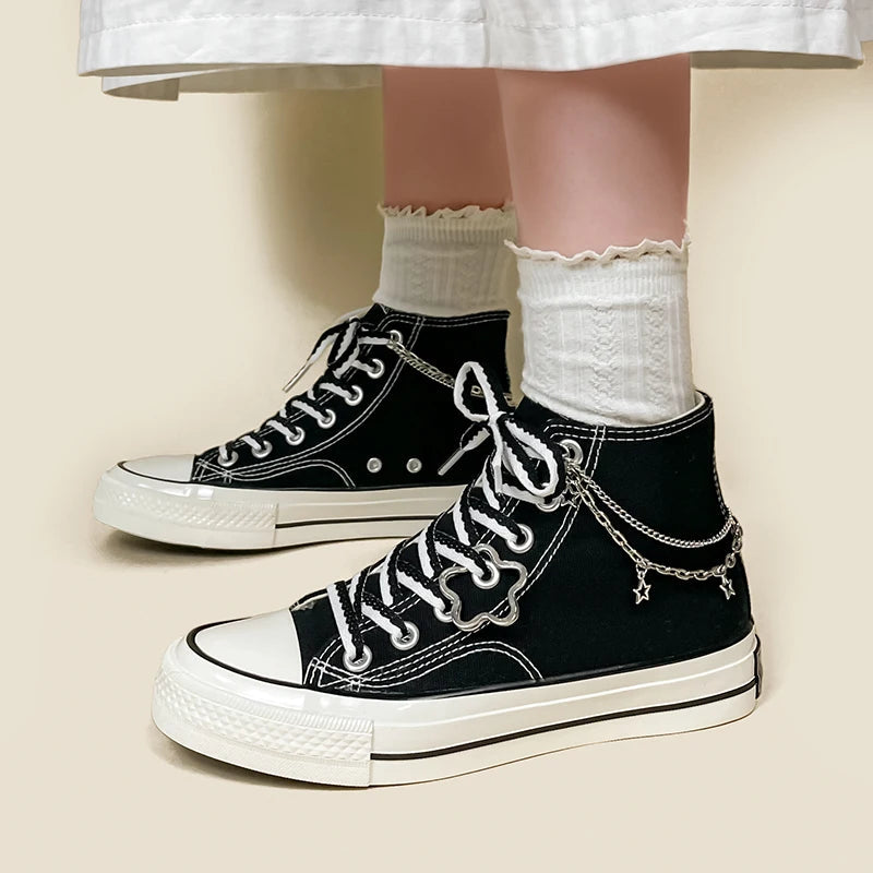 Y2K Aesthetic Stars Canvas Shoes - Perfect for 90s Fashion, Grunge Outfits & Summer Vibes