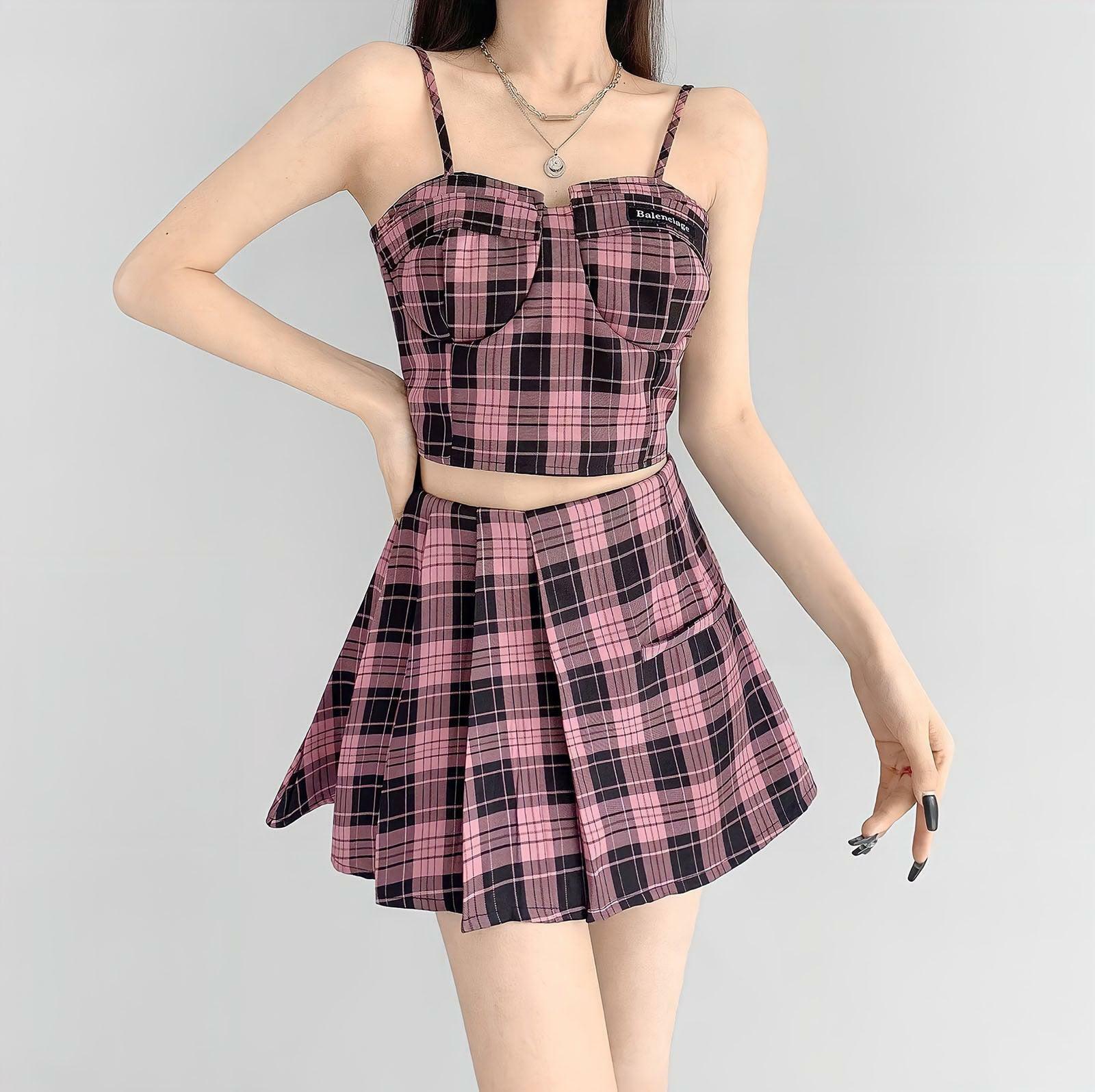 Y2K Barbie Mini Skirt & Crop Top Set - Trendy Summer Outfit for Grunge & Coquette Aesthetic