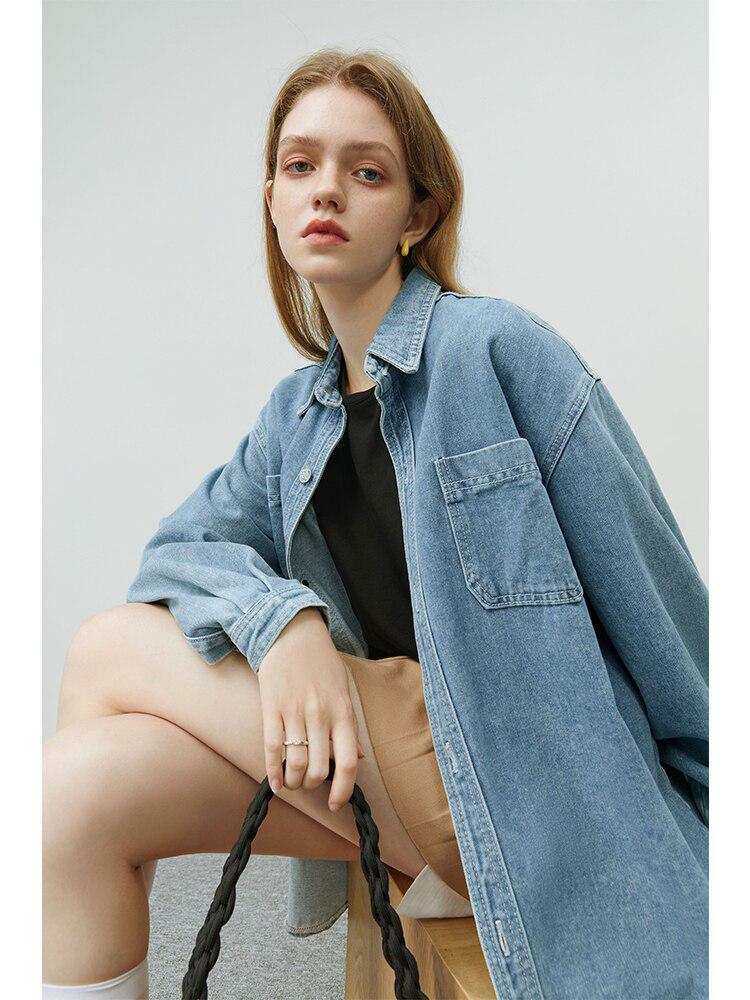 Y2K Casual Denim Shirt: Vintage 90s Grunge Style for Effortless Summer Outfits