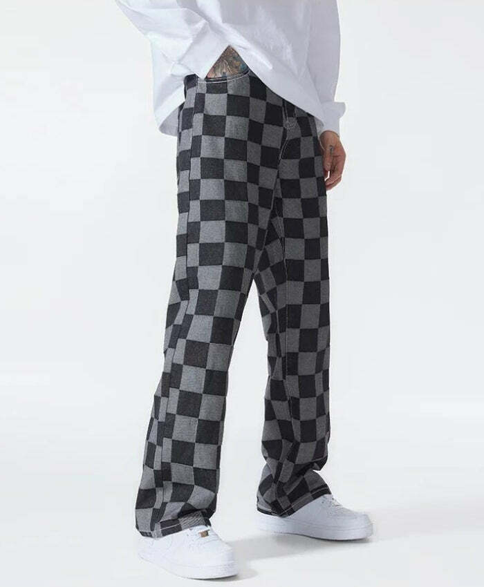 Y2K Checkered Cargo Pants for Grunge Aesthetic, 90s Style, and Summer Outfits