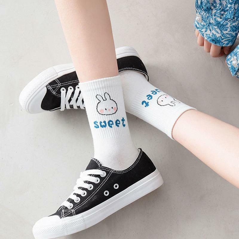 Y2K Cute Kawaii Patterned Socks - 5 Pairs for 90s Fashion & Grunge Aesthetic Outfits