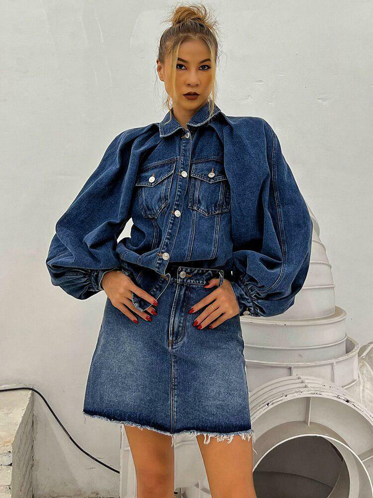 Y2K Denim Jacket & Skirt Set - Trendy 90s Fashion for Summer Outfits & Aesthetic Looks