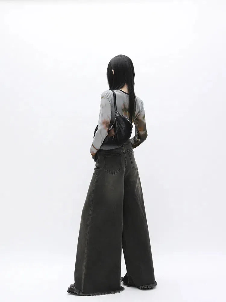 Y2K Distressed Wide Leg Jeans - Trendy Grunge Style for Summer Outfits & Aesthetic Looks