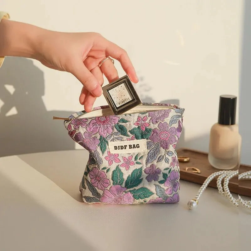 Y2K Floral Mini Makeup Bag - Cute Summer Aesthetic for 2000s Fashion Lovers