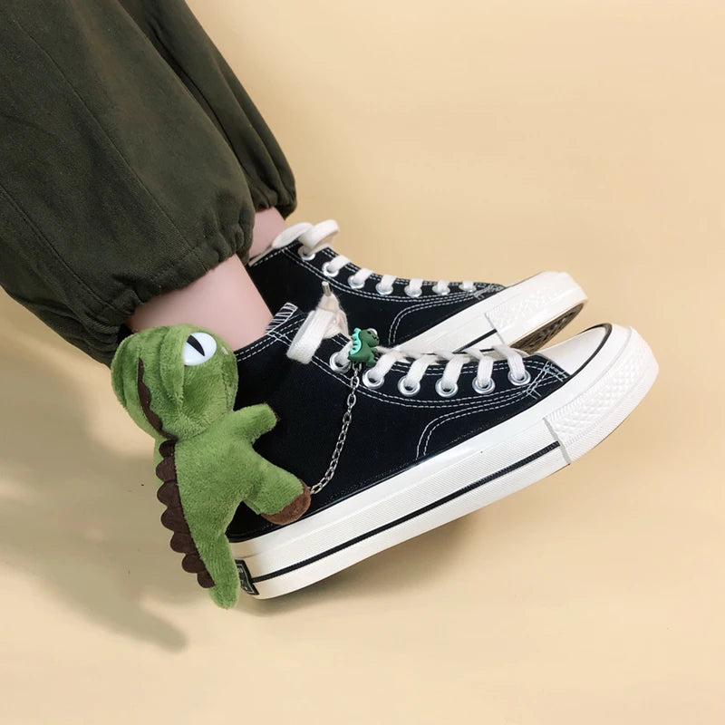 Y2K Grunge Aesthetic Dinosaur Canvas Shoes for Summer Outfits & Cute 2000s Fashion