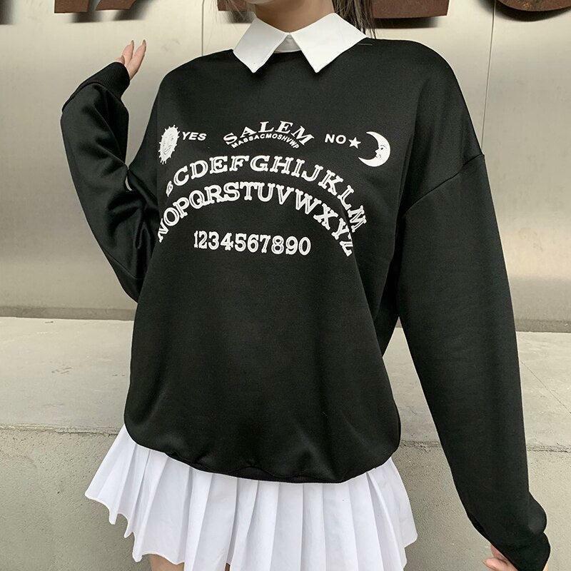 Y2K Grunge Aesthetic Letter Print Sweatshirt - Vintage 90s Style for Trendy Outfits