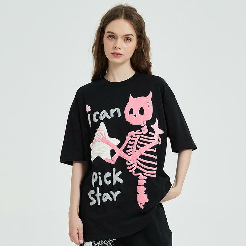 Y2K Grunge Aesthetic Star Tee - Vintage 90s Fashion for Summer Outfits & Cute Looks