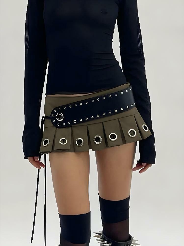 Y2K Grunge Belted Mini Skirt - Trendy 90s Fashion for Summer Outfits & Aesthetic Looks