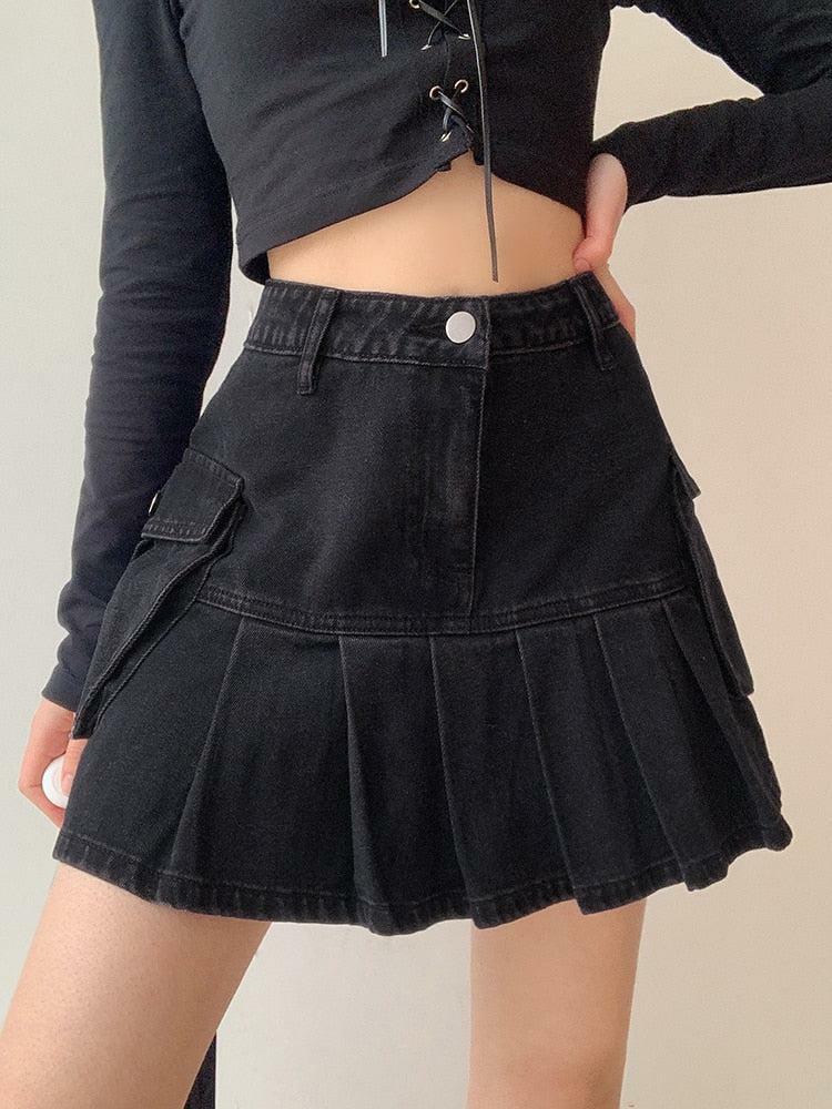 Y2K Grunge Cargo Denim Mini Skirt - Trendy 90s Fashion for Summer Outfits & Aesthetic Looks