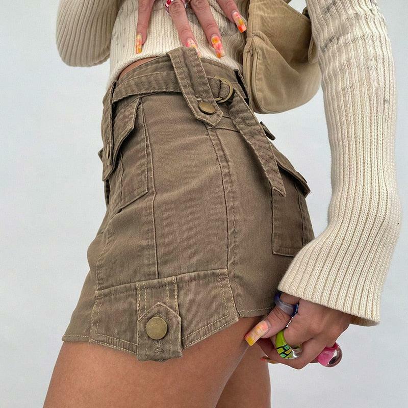 Y2K Grunge Cargo Mini Skirt - Trendy Summer Outfit for a Chic Aesthetic Look