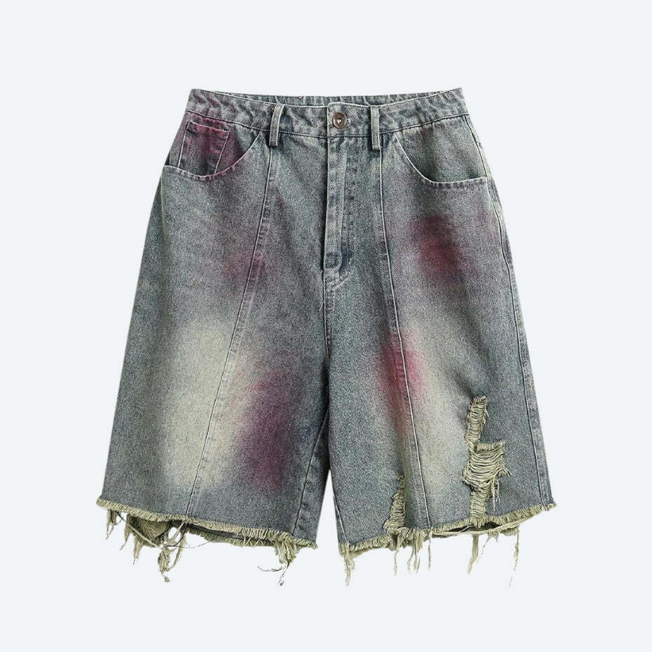 Y2K Grunge Distressed Denim Shorts for Summer Outfits, 90s Fashion & Aesthetic Looks