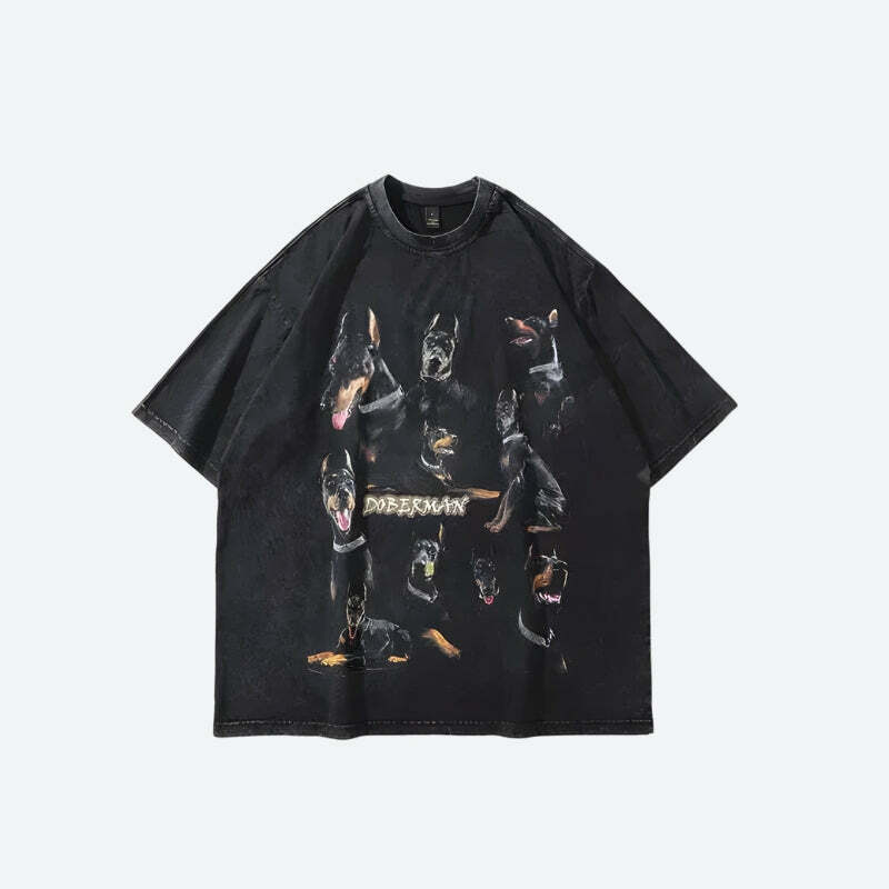 Y2K Grunge Doberman Tee: Vintage 90s Aesthetic for Summer Outfits & Casual Looks