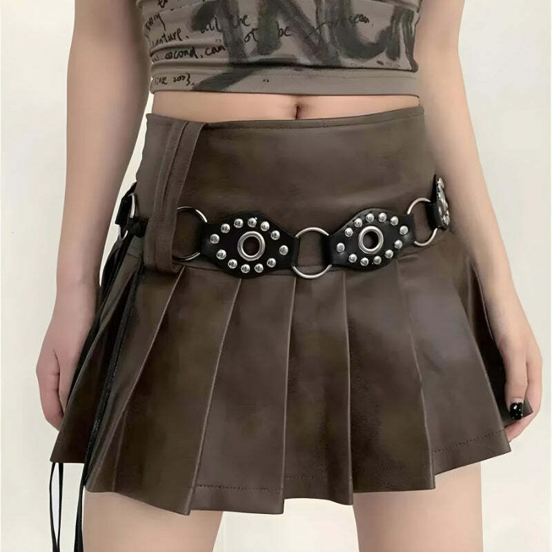 Y2K Grunge Faux Leather Lace-Up Belt for 90s Fashion & Aesthetic Outfits