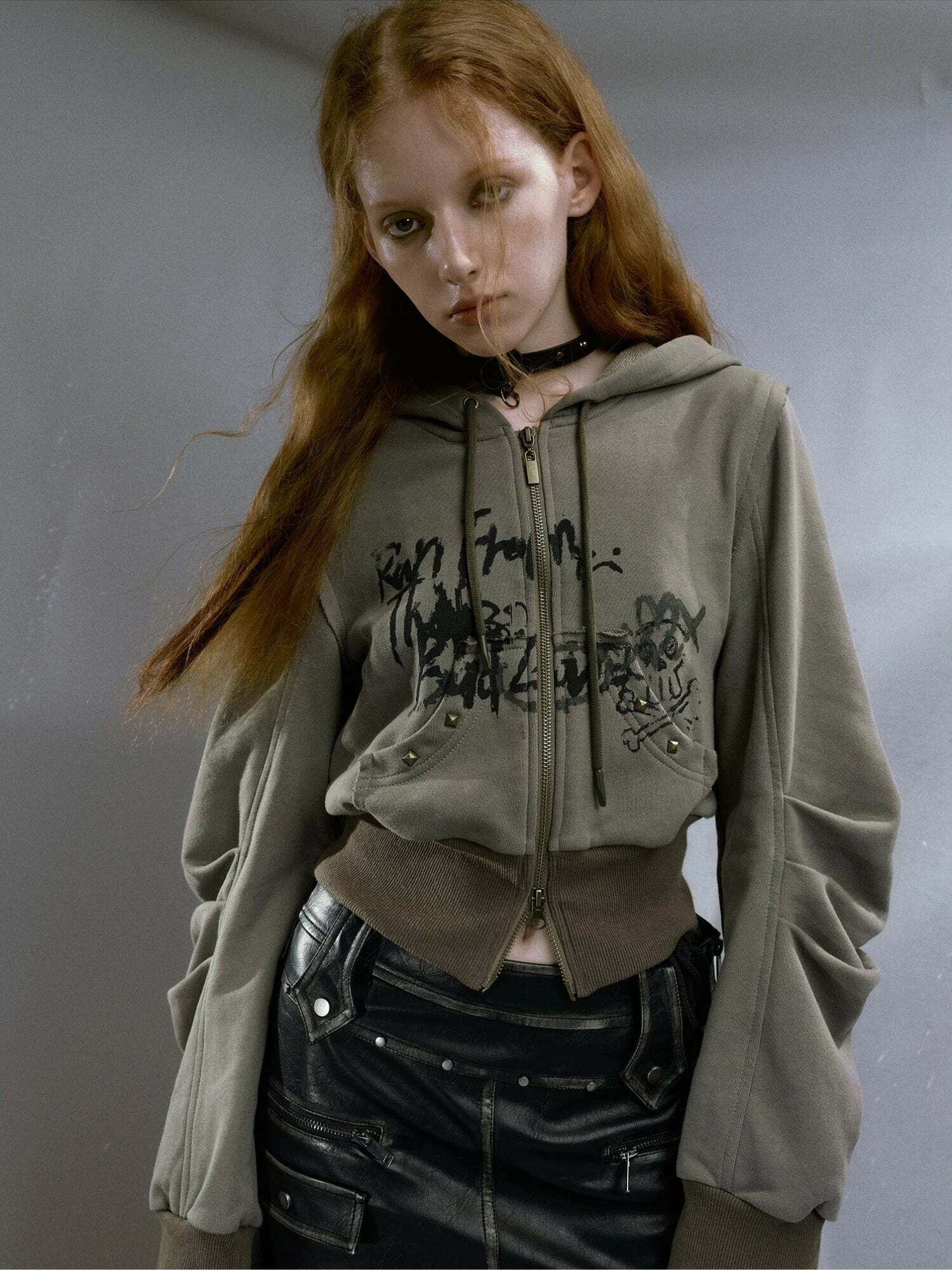 Y2K Grunge Ruched Sleeve Hoodie - Vintage 90s Aesthetic for Effortless Summer Style